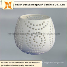 Modern Ceramic Hollowed out Candle Holder with Foot for Decoration